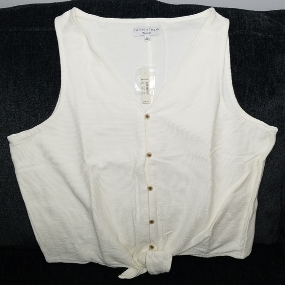 NWT Madewell | button front tie tank - Picture 2 of 6